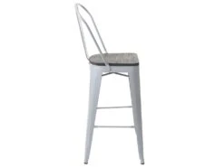 Tabouret De Bar Siège En Bois Chaise De Bar Avec Dossier Design Industriel Métallique Gris 04_0005247 -Electroménager Soldes tabouret haut 12437493