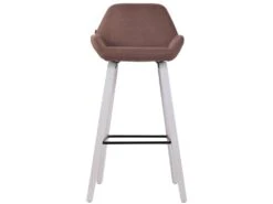 Lot De 2 Tabourets De Bar En Tissu Marron Pieds En Bois De Chêne Blanc Design Original Robuste Et Confortable 10_0000410 -Electroménager Soldes tabouret haut 12437655