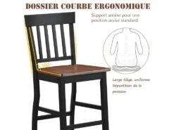 2 Tabourets Chaises De Bar Pour Comptoir En Bois De Caoutchouc Solide Siège En Noyer 20_0000020 -Electroménager Soldes tabouret haut 12437717