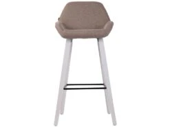 Lot De 2 Tabourets De Bar En Tissu Taupe Pieds En Bois De Chêne Blanc Design Original Robuste Et Confortable 10_0000414 -Electroménager Soldes tabouret haut 12437751