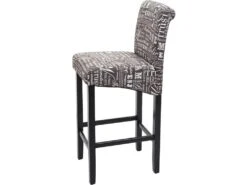 Lot De 2 Tabourets De Bar En Tissu Motif écriture Gris Pieds Foncés Avec Repose Pieds TDB04074 -Electroménager Soldes tabouret haut 12437951