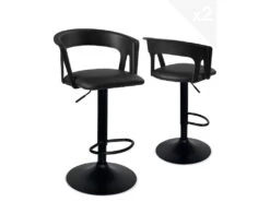 Lot De 2 Tabourets De Bar Design Avec Accoudoirs AYO (noir Intégral)