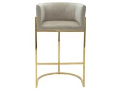 Lot De 2 Tabourets De Bar En Velours Et Acier Inoxydable - Beige Et Doré - PERIA De Pascal MORABITO -Electroménager Soldes tabouret haut 12486545