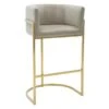 Tabouret De Bar En Velours Et Acier Inoxydable - Beige Et Doré - PERIA De Pascal MORABITO -Electroménager Soldes tabouret haut 12489611