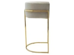 Tabouret De Bar En Velours Et Acier Inoxydable - Beige Et Doré - PERIA De Pascal MORABITO -Electroménager Soldes tabouret haut 12489639