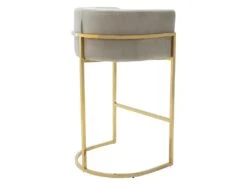 Tabouret De Bar En Velours Et Acier Inoxydable - Beige Et Doré - PERIA De Pascal MORABITO -Electroménager Soldes tabouret haut 12489641
