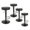 SMIDO - Lot De 4 Tabourets Réglables Simili Noir