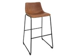 BISNIO - Lot De 2 Tabourets Effet Cuir Vieilli Avec Surpiqures -Electroménager Soldes tabouret haut 12628339