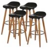 Lot De 4 Tabourets De Bar - Noir - Pied Metal Peinture Bois - L 39 X P 33 X H 70 Cm - OSLO