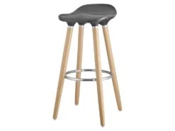 OSLO Lot De 2 Tabourets De Bar Gris Laque + Pieds Hetre Massif - Contemporain - L 39 X P 40 Cm -Electroménager Soldes tabouret haut 12968103