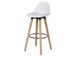 Lot De 2 Tabourets De Bar - Blanc - Pied Metal Peinture Bois - L 39 X P 37 X H 70,5 Cm - PITT -Electroménager Soldes tabouret haut 12992613