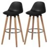 Lot De 2 Tabourets De Bar - Noir - Pied Metal Peinture Bois - L 39 X P 37 X H 70,5 Cm - PITT