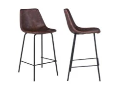 Lot De 2 Tabourets De Bar Vintage LUCIEN Marron - Hauteur D'assise 65cm - HAPPY GARDEN -Electroménager Soldes tabouret haut 13089363