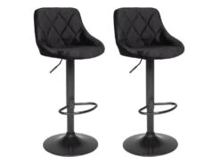 Lot De 2 Tabourets De Bar En Velours Noir ROBIN - HAPPY GARDEN