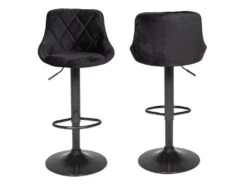Lot De 2 Tabourets De Bar En Velours Noir ROBIN - HAPPY GARDEN -Electroménager Soldes tabouret haut 13094155
