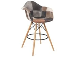 KAYELLES Chaise De Bar Patchwork Scandinaves Avec Accoudoirs TIBA (marron)