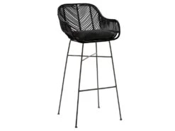 Nunuhai - Lot De 2 Tabourets De Bar En Rotin 76cm - Couleur - Noir -Electroménager Soldes tabouret haut 13305249
