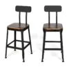 Chilly - Lot De 2 Chaises De Bar Métal Et Bois 63cm - Couleur - Bois Foncé / Noir -Electroménager Soldes tabouret haut 13305377