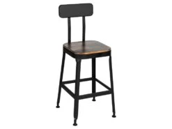 Chilly - Lot De 2 Chaises De Bar Métal Et Bois 63cm - Couleur - Bois Foncé / Noir -Electroménager Soldes tabouret haut 13305385
