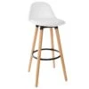 Tabouret De Bar Confortable Assise Blanche Et Pieds En Bois H 92 Cm -Electroménager Soldes tabouret haut 13458271