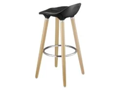 OSLO Lot De 2 Tabourets De Bar Noir Laque + Pieds Hetre Massif - Contemporain - L 39 X P 40 Cm -Electroménager Soldes tabouret haut 13476621