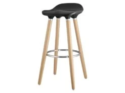 OSLO Lot De 2 Tabourets De Bar Noir Laque + Pieds Hetre Massif - Contemporain - L 39 X P 40 Cm -Electroménager Soldes tabouret haut 13476623