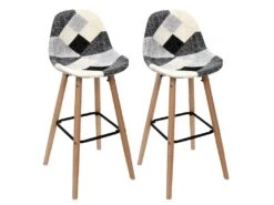 MOZAIK - Lot De 2 Tabourets Scandinaves Noirs Et Blancs