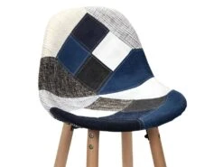 DAMAS - Lot De 6 Tabourets Patchwork Bleu Et Gris 9 DAMAS - Lot De 6 Tabourets Patchwork Bleu Et Gris -Electroménager Soldes tabouret haut 13490027