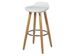 Lot De 4 Tabourets De Bar - Blanc - Pied Metal Peinture Bois - L 39 X P 33 X H 70 Cm - OSLO -Electroménager Soldes tabouret haut 13497837