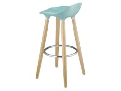 OSLO Lot De 2 Tabourets De Bar Bleu Laqué + Pieds Hetre Massif - Contemporain - L 39 X P 40 Cm -Electroménager Soldes tabouret haut 13498441