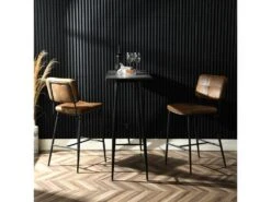 Lot De 4 Tabouret De Bar Industriel Avec Dossier Et Repose-pieds, Siège Rembourrés Marron -Electroménager Soldes tabouret haut 13582659