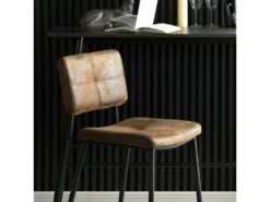 Lot De 4 Tabouret De Bar Industriel Avec Dossier Et Repose-pieds, Siège Rembourrés Marron -Electroménager Soldes tabouret haut 13582663