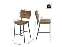 Lot De 4 Tabouret De Bar Industriel Avec Dossier Et Repose-pieds, Siège Rembourrés Marron -Electroménager Soldes tabouret haut 13582667