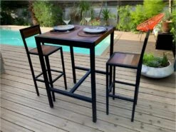 FACTORY - Chaise Haute En Acier Et Bois 80 Cm -Electroménager Soldes tabouret haut 14011129