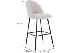 Lot De 2 Tabourets De Bar En Métal Et Bouclettes Blanches -Electroménager Soldes tabouret haut 14209977