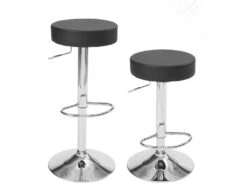 KAYELLES Lot De 2 Tabourets Bar Rond Réglable En Hauteur Et Pivotant - YO (Noir)