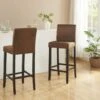 Lot De 2 Tabourets De Bar SANTOS - Microfibre Aspect Cuir Vieilli - Pieds Bois Foncé -Electroménager Soldes tabouret haut 14507299