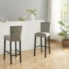 Lot De 2 Tabourets De Bar GIDEON - Velours & Pieds Bois - Gris -Electroménager Soldes tabouret haut 14507303