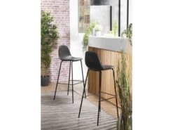 AUGUSTIN - Lot De 2 Tabourets De Bar John Noir Hauteur D'assise 80cm