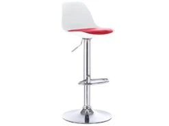 KAYELLES Lot De 2 Tabourets De Bar Design Réglable Pivotant SIG (Blanc-rouge) -Electroménager Soldes tabouret haut 14723205