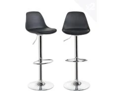 KAYELLES Lot De 2 Tabourets De Bar Design Réglable Pivotant SIG (Noir)