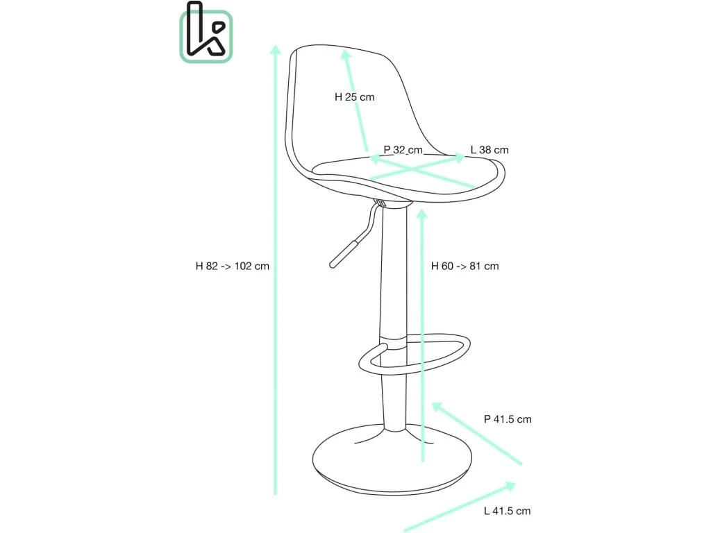 KAYELLES Lot De 2 Tabourets De Bar Design Réglable Pivotant SIG (Blanc) 8 KAYELLES Lot De 2 Tabourets De Bar Design Réglable Pivotant SIG (Blanc) – Image 6