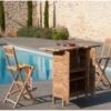 HARRIS - Chaise Pliante De Bar Jardin En Bois Teck -Electroménager Soldes tabouret haut 14731117