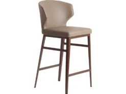 Tabouret Rembourré En Simili Avec Pieds Acier Inoxydable