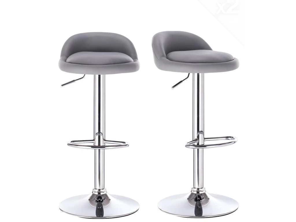 KAYELLES Lot De 2 Tabourets De Bar Et Cuisine Design SATI (Gris) 3 KAYELLES Lot De 2 Tabourets De Bar Et Cuisine Design SATI (Gris)