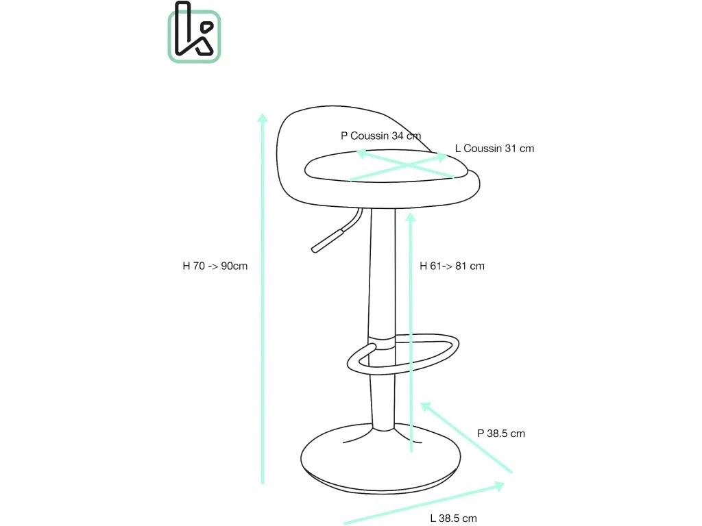 KAYELLES Lot De 2 Tabourets De Bar Et Cuisine Design SATI (Gris) 8 KAYELLES Lot De 2 Tabourets De Bar Et Cuisine Design SATI (Gris) – Image 6