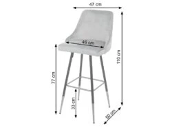 2x Tabourets De Bar Comptoir Chaise Haute Pieds Dorés En Velours Design Rétro Gris Dossier Capitonné 04_0000493 -Electroménager Soldes tabouret haut 15775769