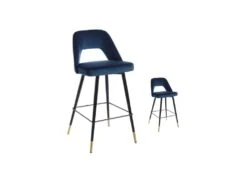 Duo De Tabourets De Bar Métal/Tissu Bleu - YIZI