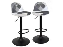 Lot De 2 Tabourets De Bar Design SIG (Patchwork Gris)