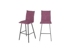 Duo De Chaises De Bar Métal/Tissu Rose - FRESNO